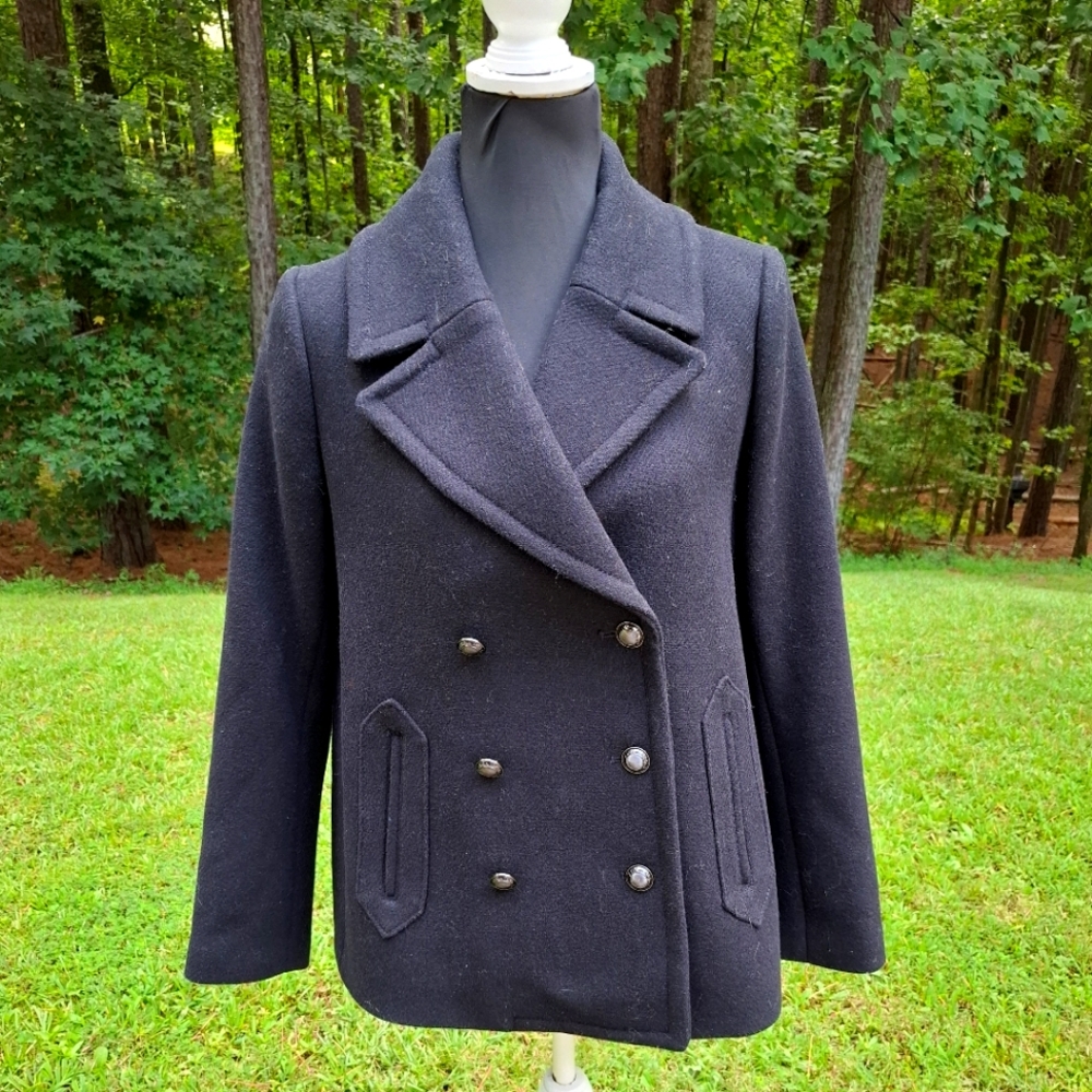 Banana Republic Double Breasted Peacoat Black size Small NWOT